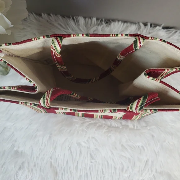 Longaberger Striped Canvas Embroidered Tote Bag, NEW - Picture 4 of 5